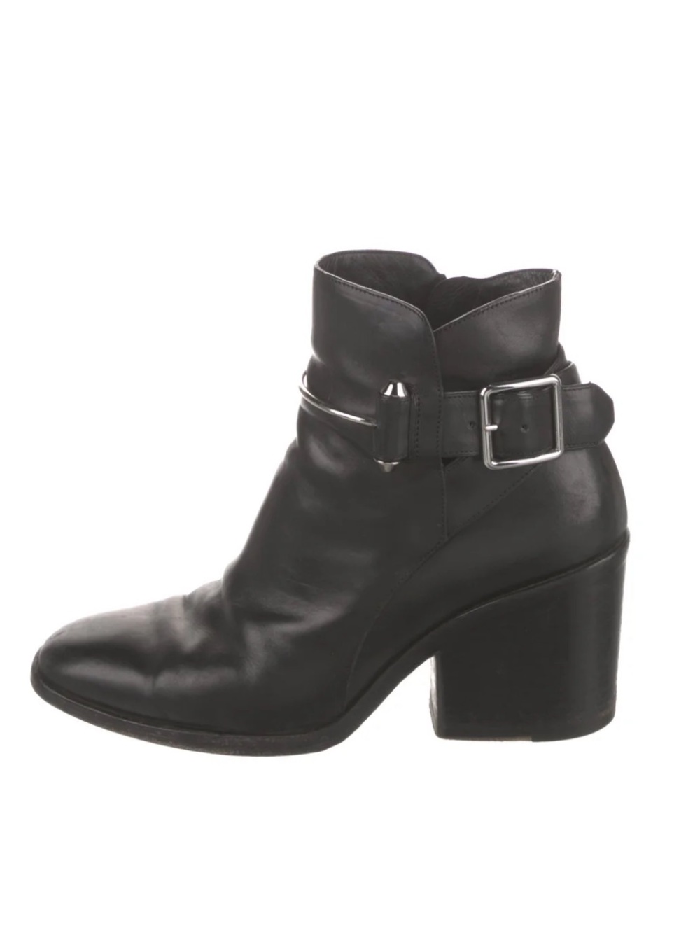 Balenciaga Black Leather Ankle Booties with Silver Hardware